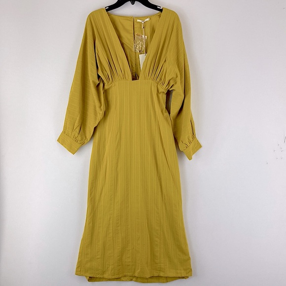 TULAROSA Khyla Midi Dress in Mustard Yellow Size XS - Picture 4 of 8